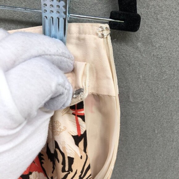 Ann Taylor Floral Skirt 14P A-Line Pleated Coral Beige Cotton Lightweight - Picture 5 of 10